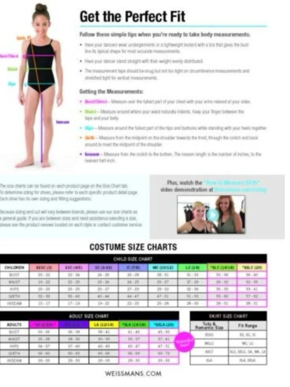 Girls Dance Costumes Weissman Medium Child